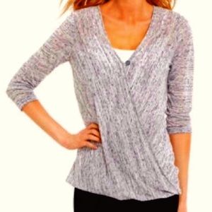 Jessica Simpson Heather Gray, Black & White Wrap Front Nursing Top, Size Small